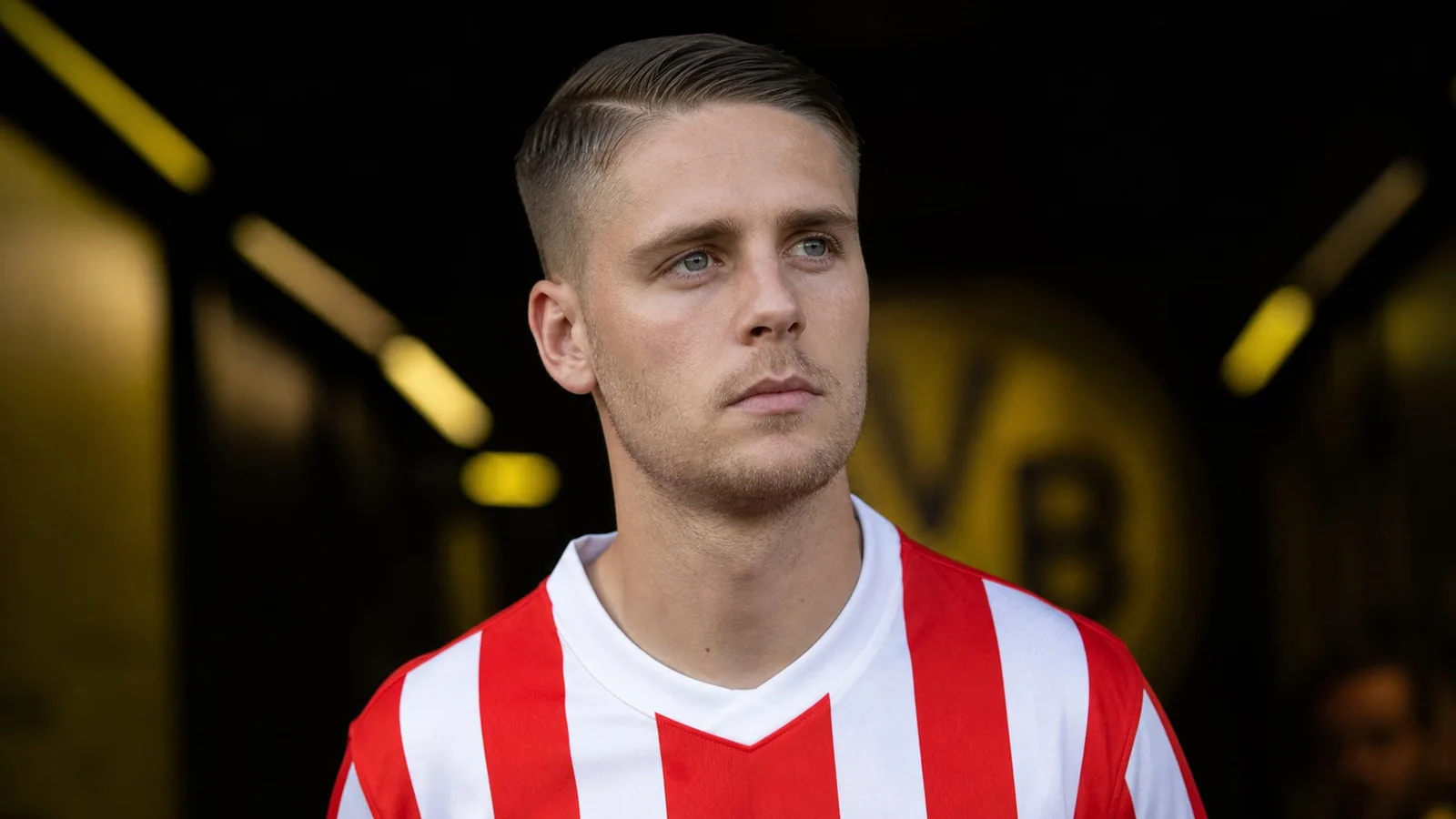 Illustrazione realizzata con IA per la notizia di mercato su Joey Veerman e Borussia Dortmund