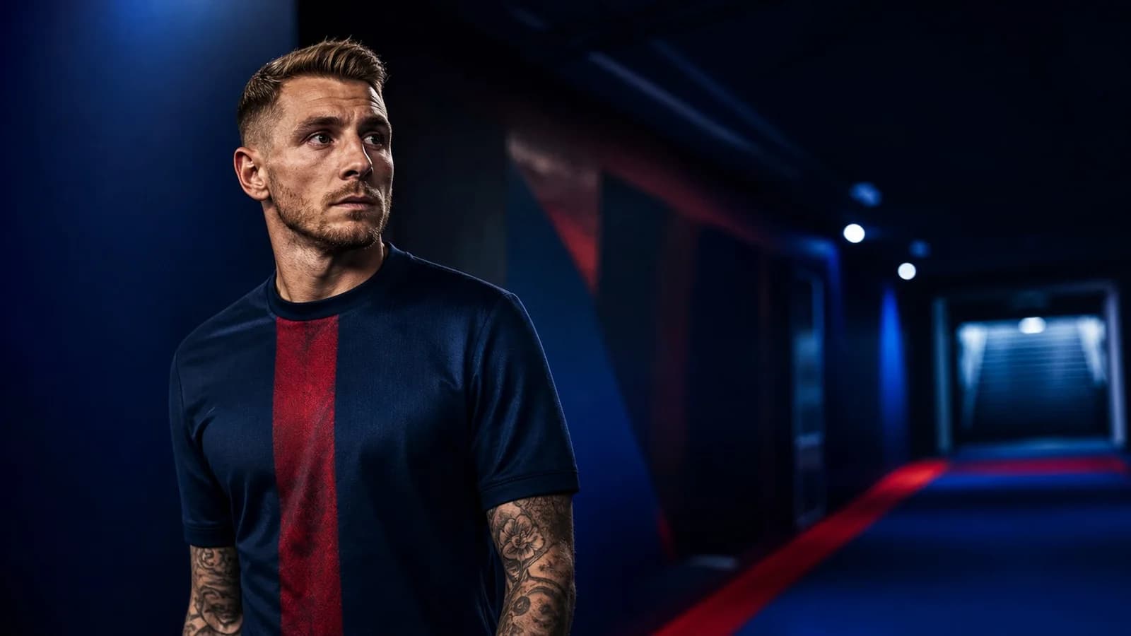 KI-Illustration zur Transfermeldung über Lucas Digne und Paris Saint-Germain