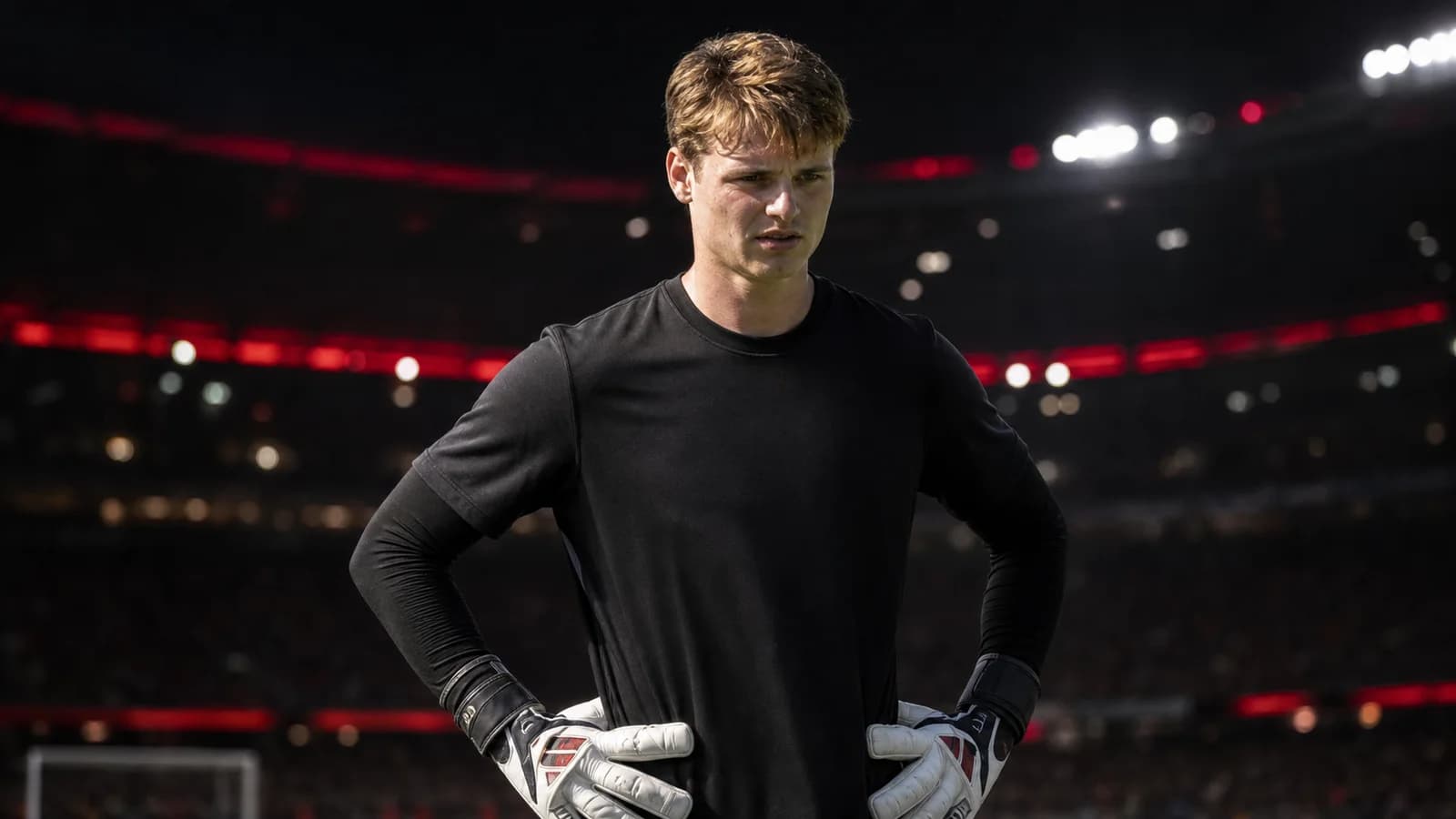 KI-Illustration zur Transfermeldung über Jonas Urbig und FC Bayern München
