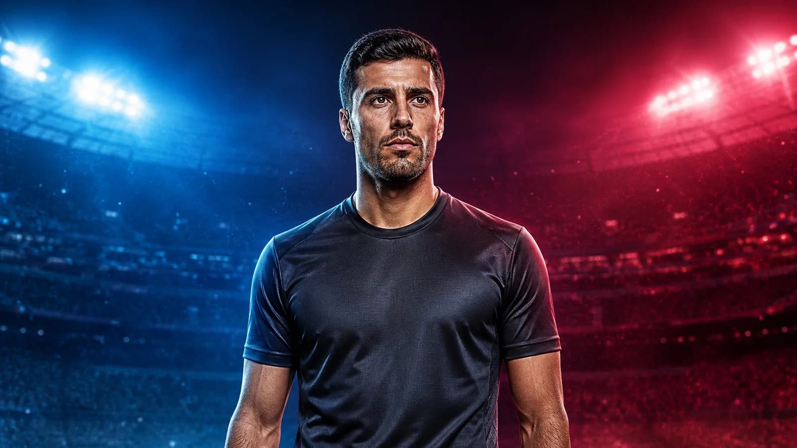 Illustrazione realizzata con IA per la notizia di mercato su Rodri e FC Barcelona