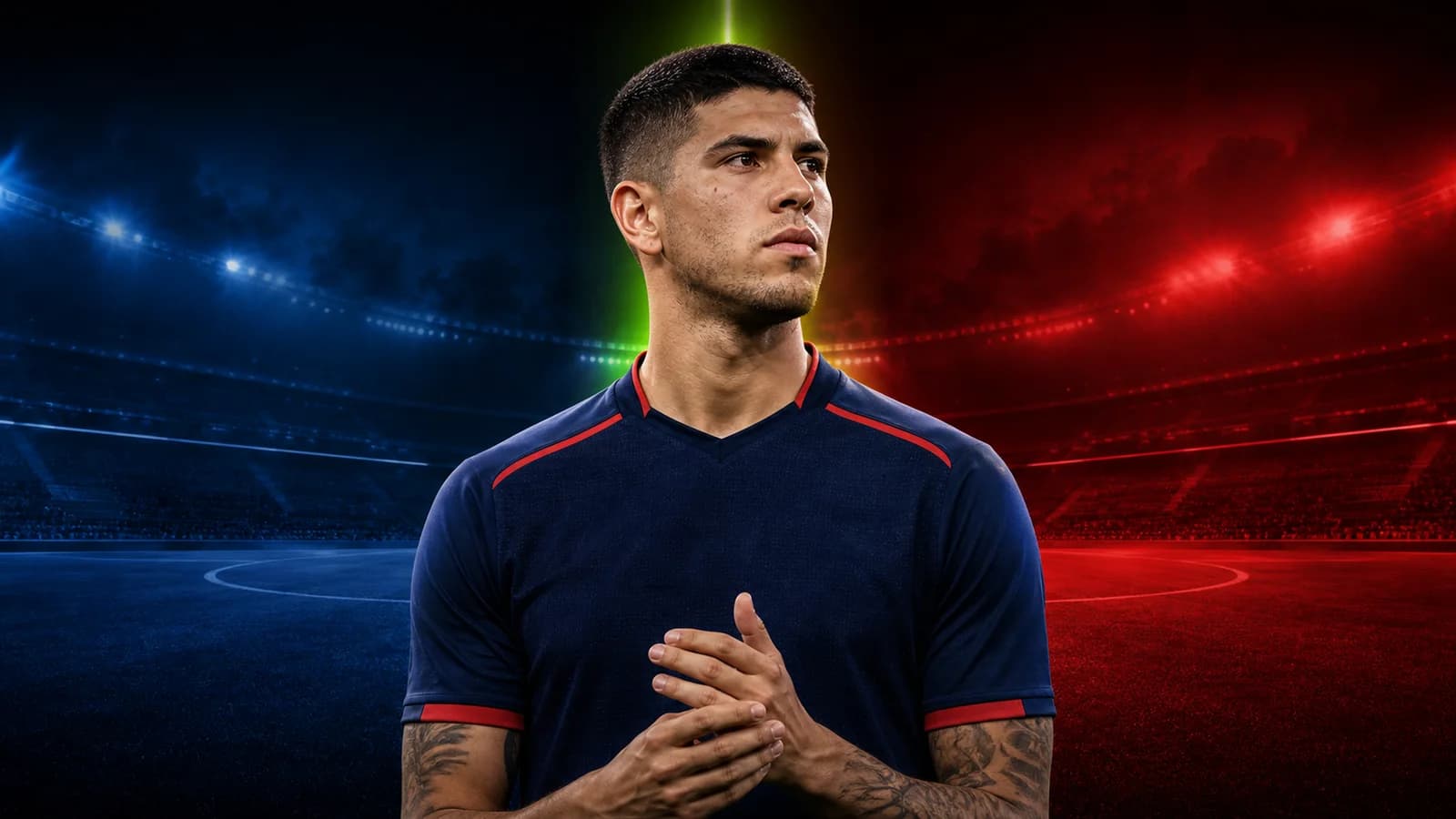 AI-generated illustration for the Exequiel Palacios transfer story involving Ipswich Town or RB Leipzig