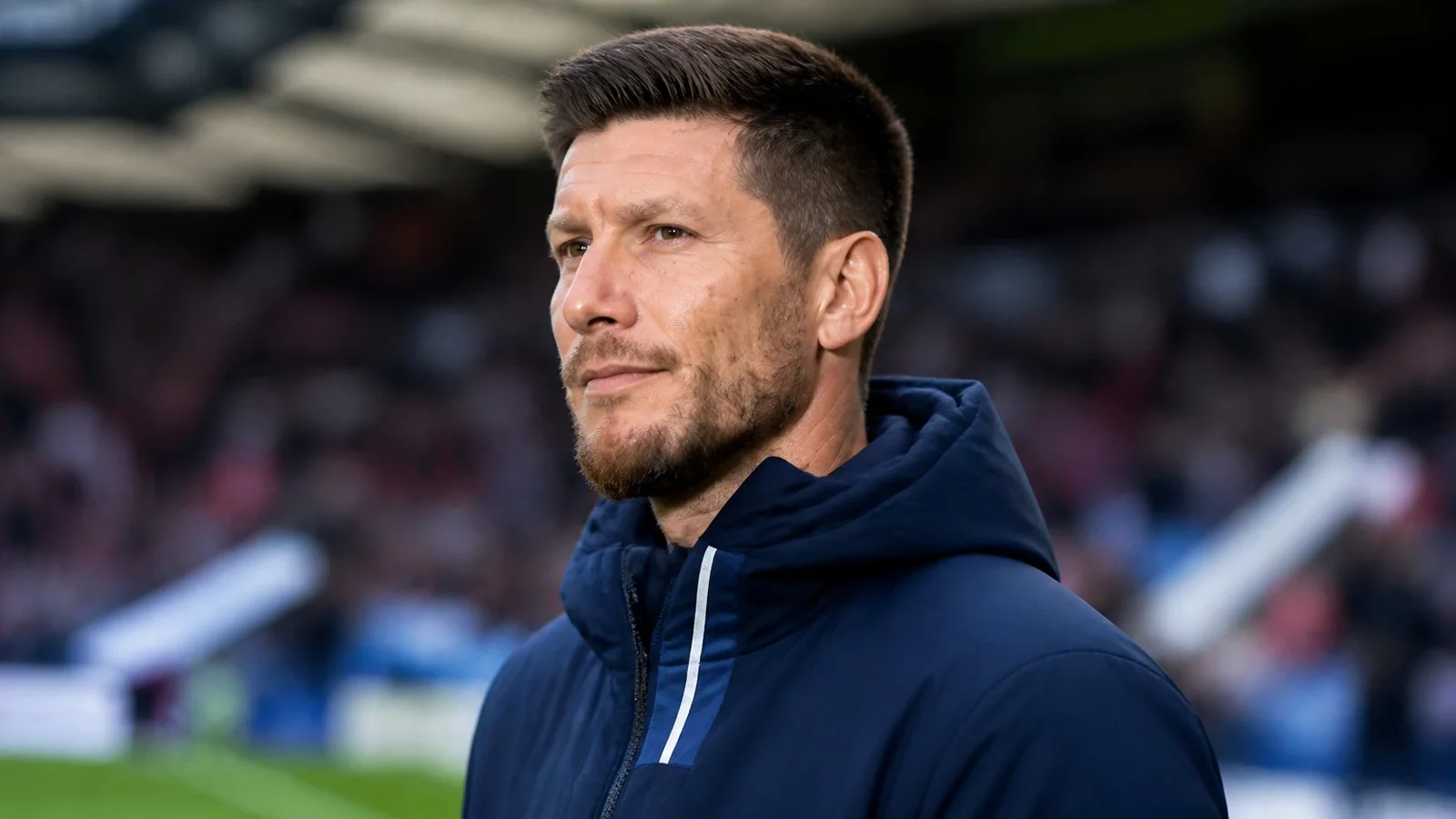 Illustrazione realizzata con IA per la notizia di mercato su Sébastien Pocognoli e Schottische Nationalmannschaft