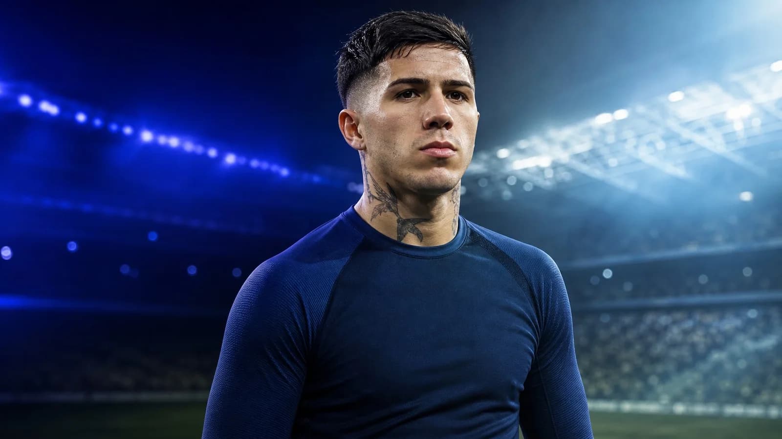 Enzo Fernández ve Manchester City transfer haberi için yapay zekâyla oluşturulmuş illüstrasyon