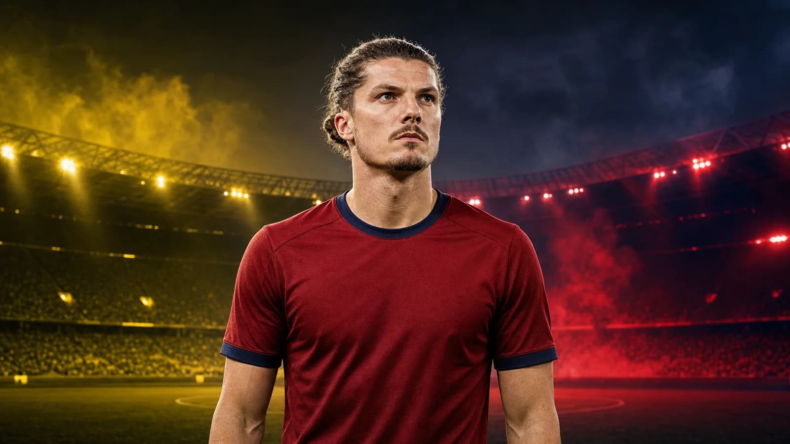 Illustrazione realizzata con IA per la notizia di mercato su Marcel Sabitzer e Bologna