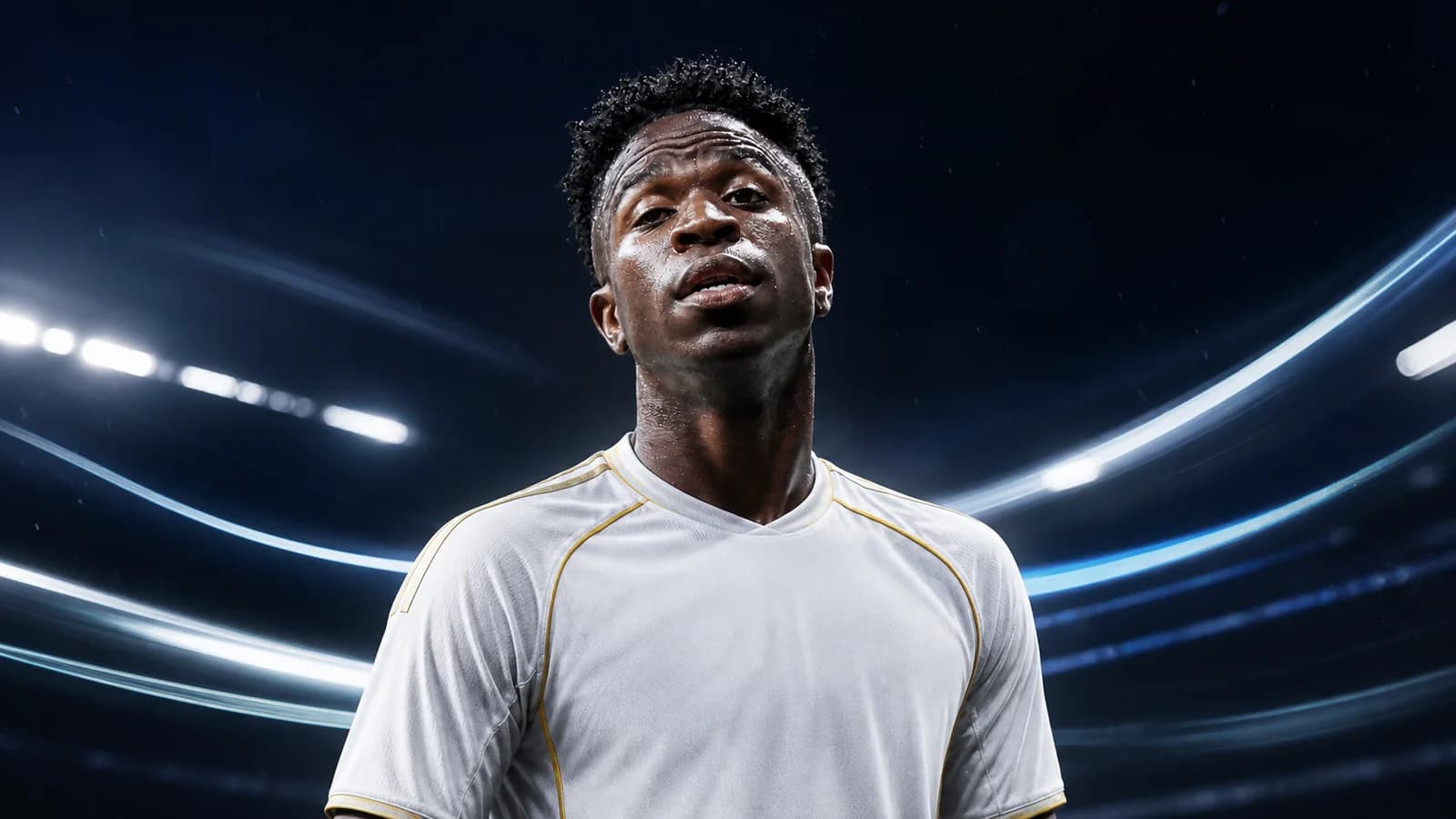 Illustrazione realizzata con IA per la notizia di mercato su Vinícius Júnior e Real Madrid