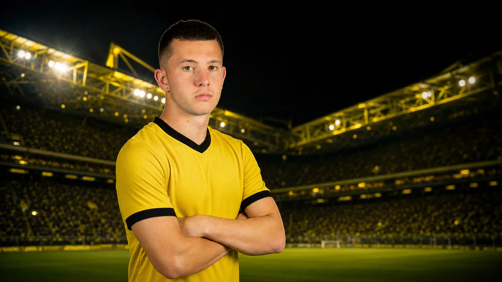 Illustrazione realizzata con IA per la notizia di mercato su Konstantinos Karetsas e Borussia Dortmund