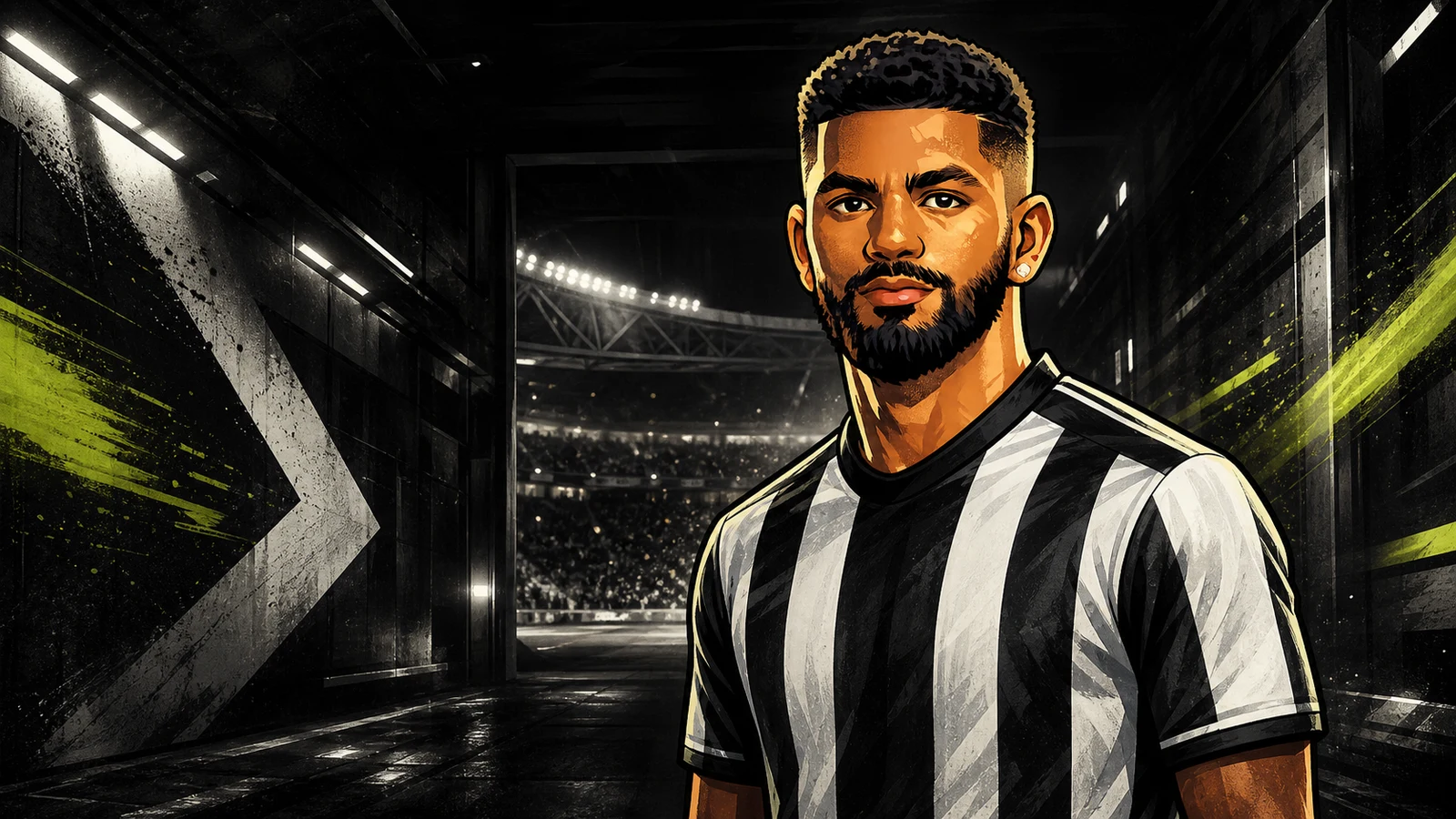 Illustrazione demo realizzata con IA per la notizia di mercato su Douglas Luiz e Juventus