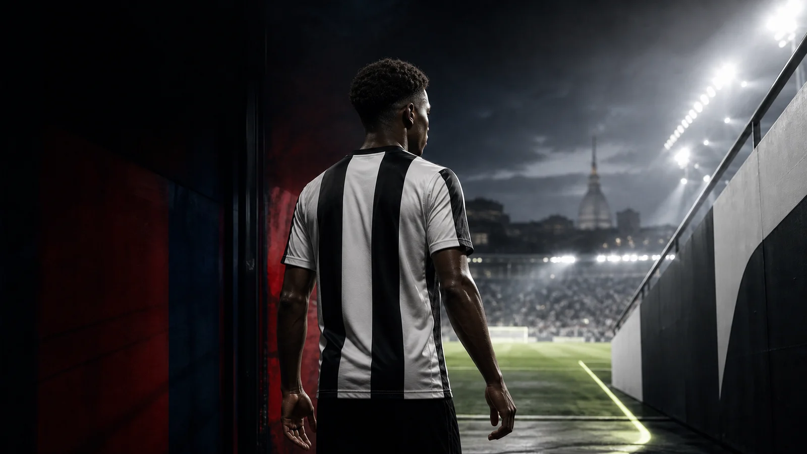 Illustrazione demo realizzata con IA per la notizia di mercato su Jeff Ekhator e Juventus