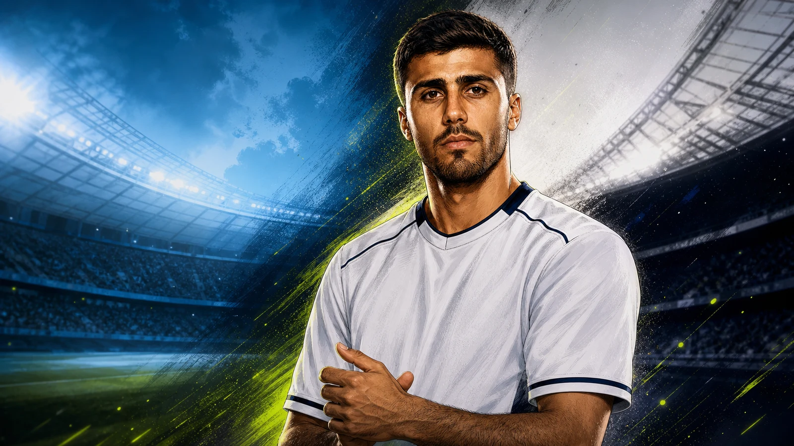 AI-generated demo illustration for the Rodri transfer story involving Real Madrid