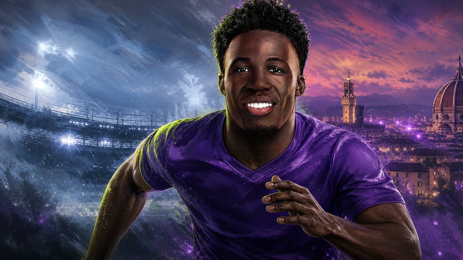 KI-Illustration zur Transfermeldung über Wilfried Gnonto und AC Florenz