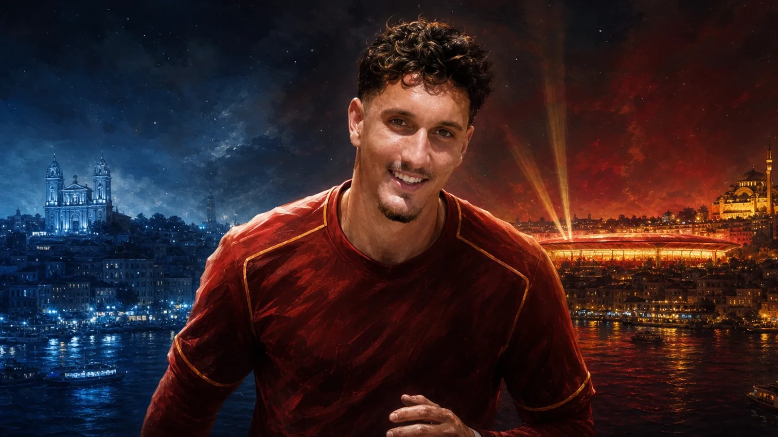 KI-Illustration zur Transfermeldung über Deniz Gül und Galatasaray Istanbul