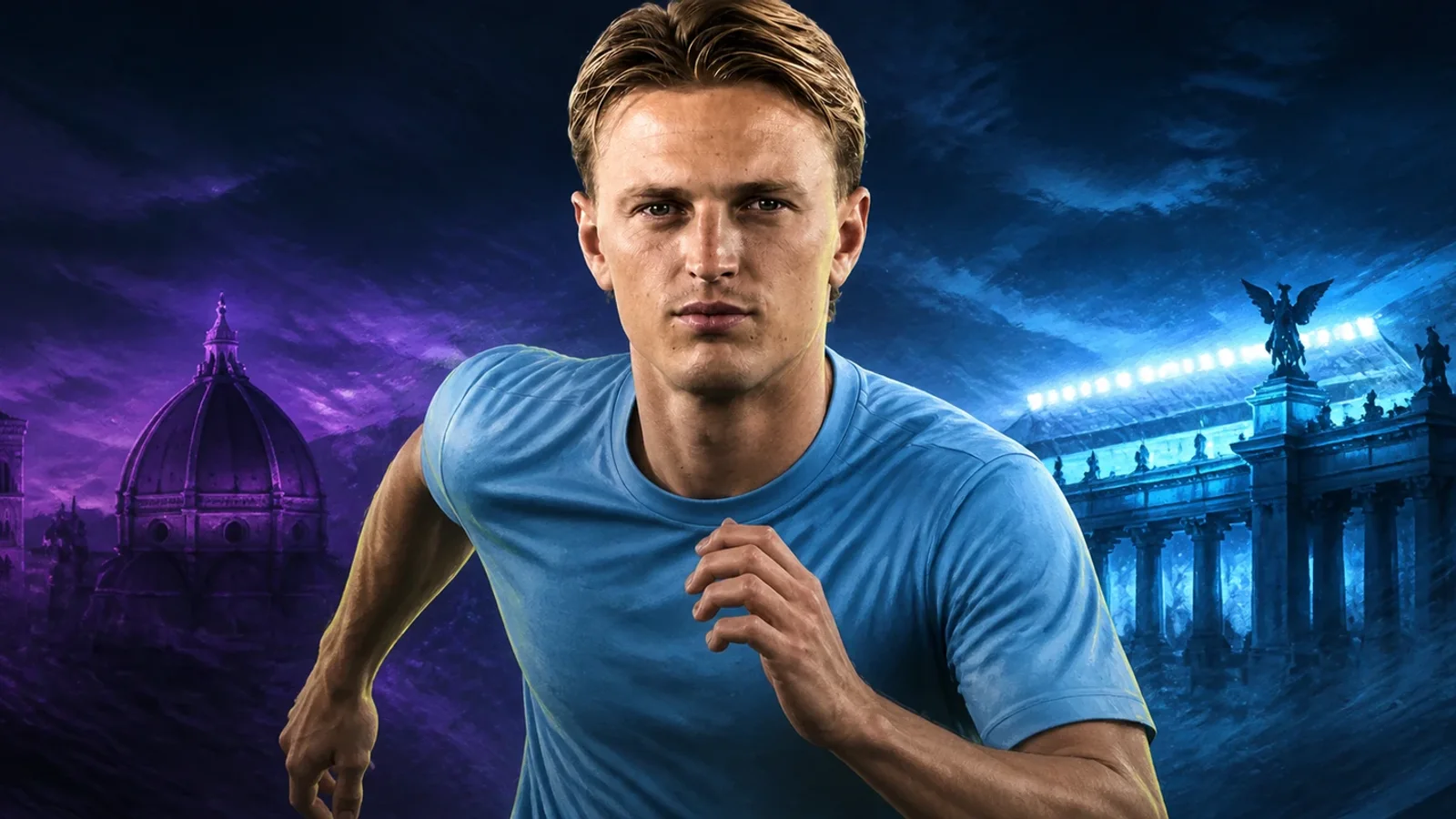 KI-Illustration zur Transfermeldung über Albert Guðmundsson und Lazio Rom