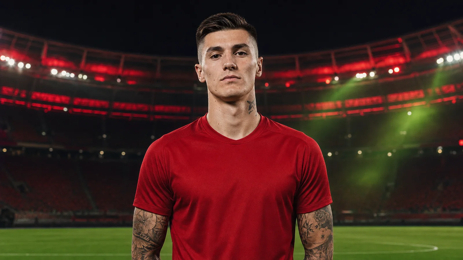 KI-Illustration zur Transfermeldung über Benjamin Šeško und FC Bayern München
