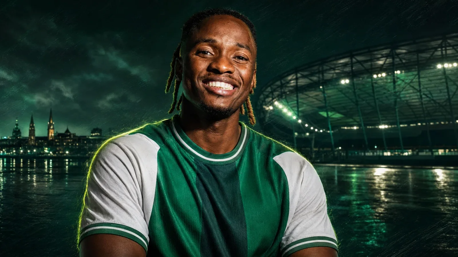Illustrazione realizzata con IA per la notizia di mercato su Moussa Ndiaye e Werder Bremen