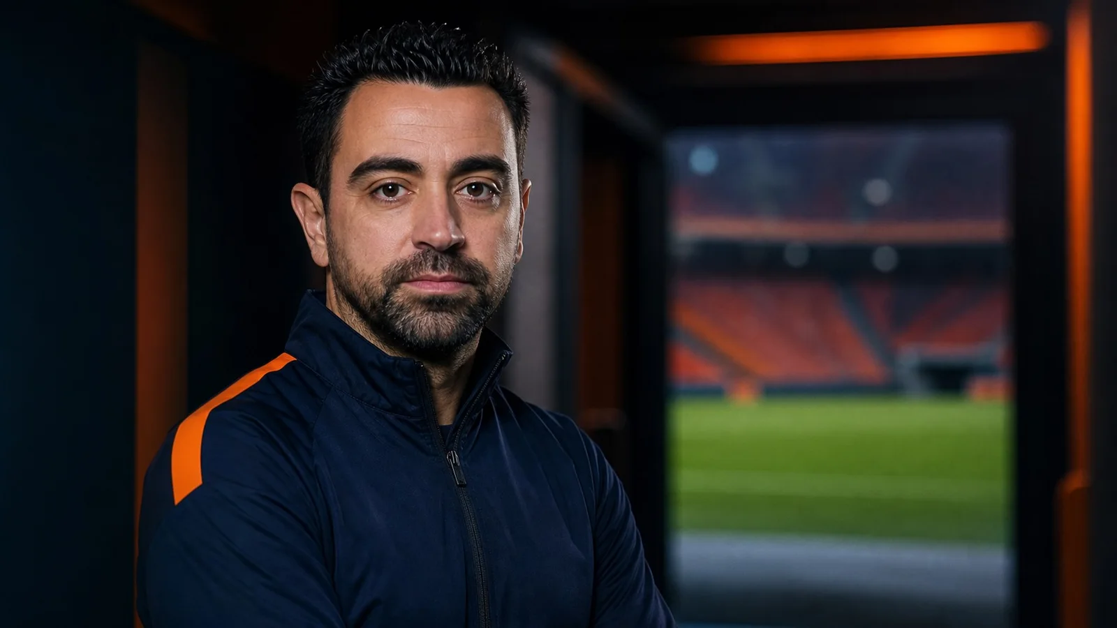 AI-generated illustration for the coach story about Xavi Hernández and Niederländische Nationalmannschaft