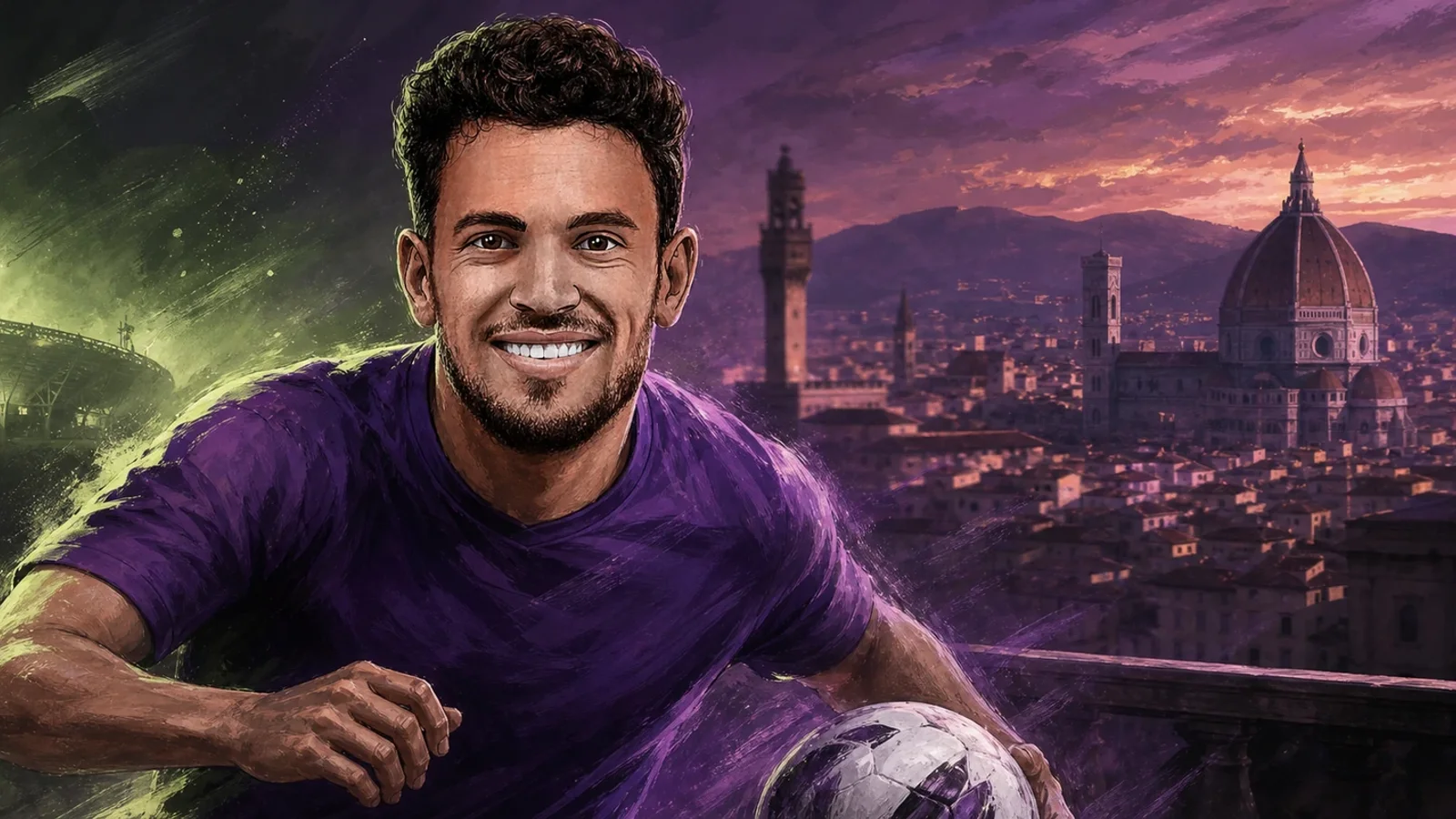 KI-Illustration zur Transfermeldung über Pedro Gonçalves und AC Florenz