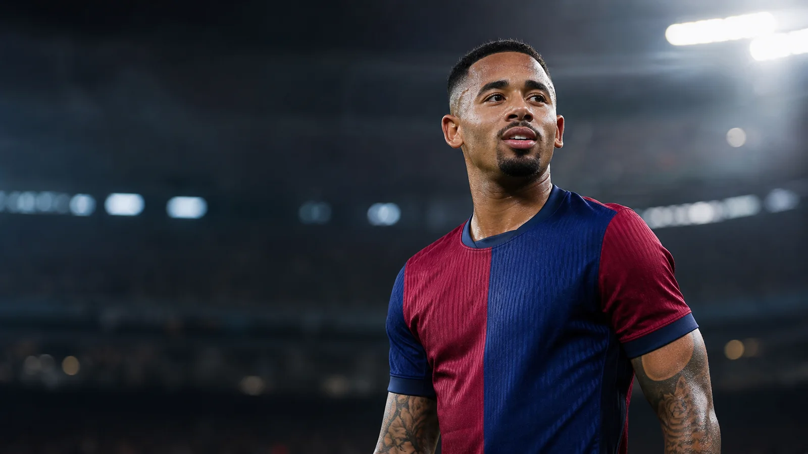 KI-Illustration zur Transfermeldung über Gabriel Jesus und FC Barcelona