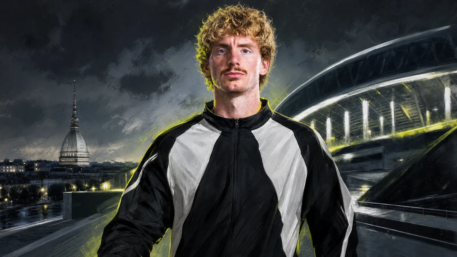 KI-Illustration zur Transfermeldung über Nick Woltemade und Juventus Turin