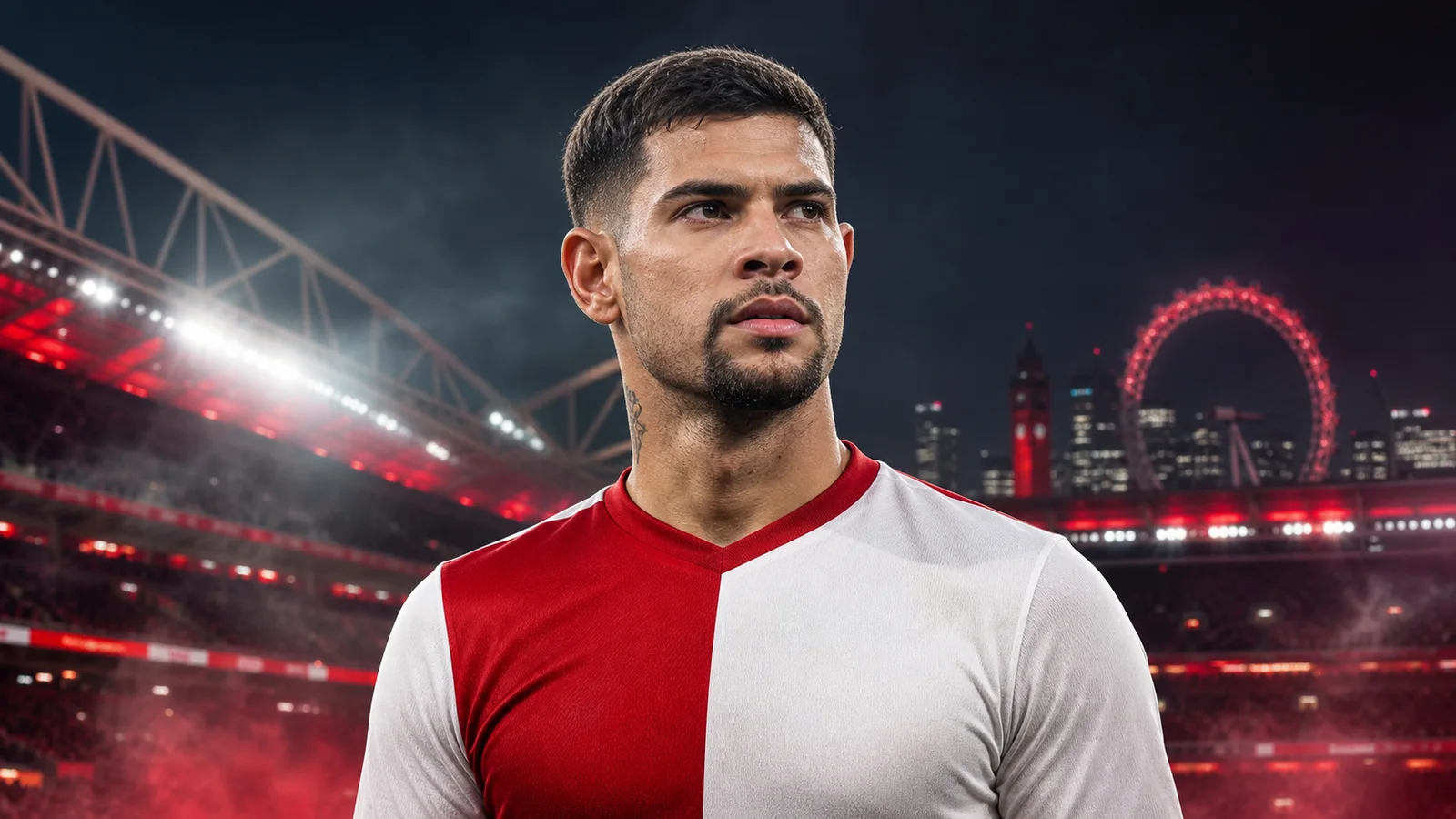 KI-Illustration zur Transfermeldung über Bruno Guimarães und Arsenal