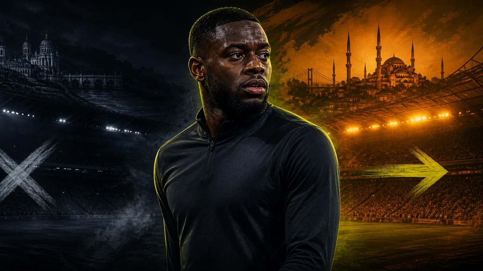 Youssouf Fofana ve Olympique Lyon hakkındaki transfer haberi için yapay zekâyla oluşturulmuş illüstrasyon
