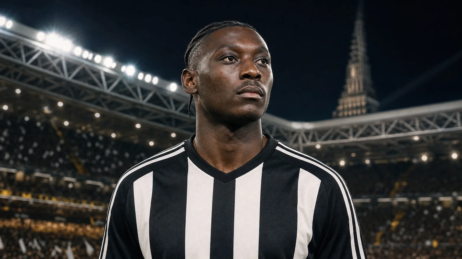 AI-generated illustration for the transfer story about Randal Kolo Muani and Juventus